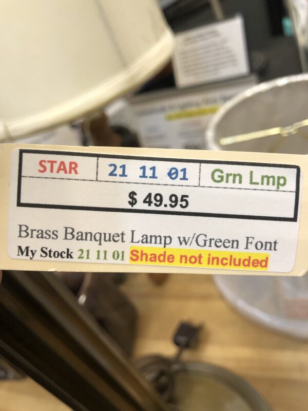 Brass Banquet Lamp w/Green Front - Image 7
