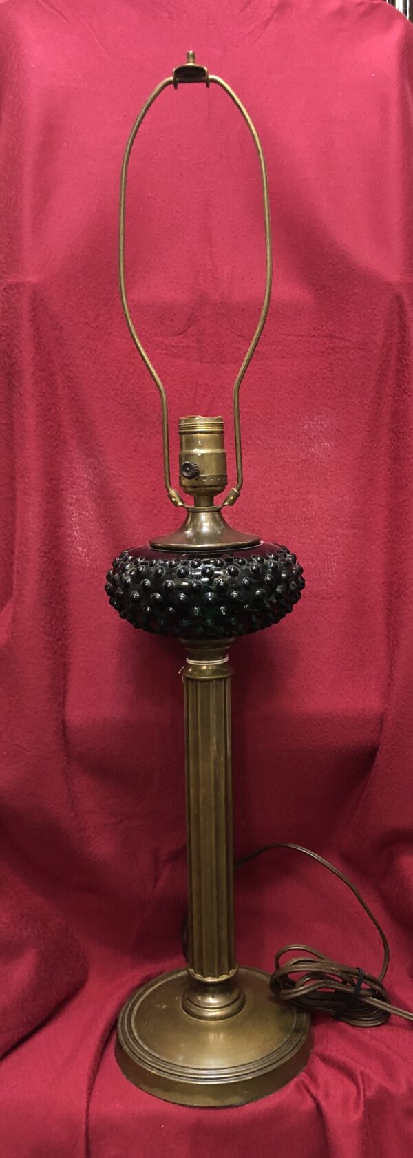 Brass Banquet Lamp w/Green Front