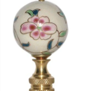 White Peonies Porcelain Finial